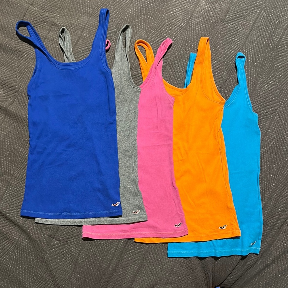 Hollister Women's Vibrant Tank Tops - Blue, Gray, Pink, Orange